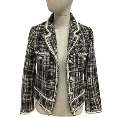  Catch by mala   Size 34 Blazer with Pearl Buttons Black  / Brown / Cream 