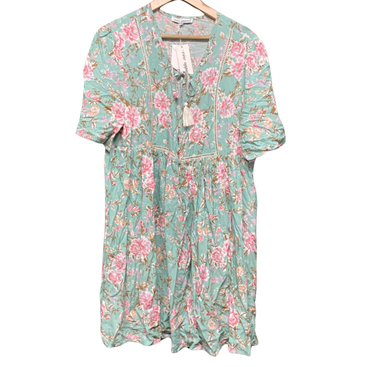 Vine Apparel Womens Size 16 Short Sleeve Green Floral Dress(s)