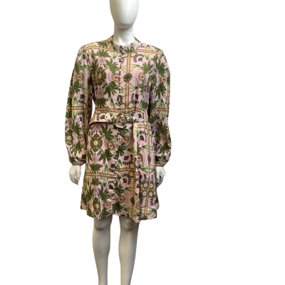 Adorne Womens  Size 14 Floral Linen Mini Dress Multicoloured