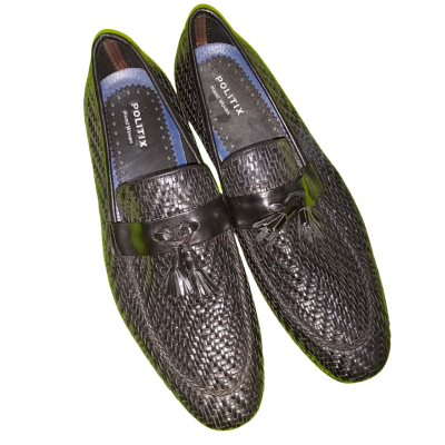 Politix Hand Woven size 42 Black Genuine Leather Very Good  display picture 1