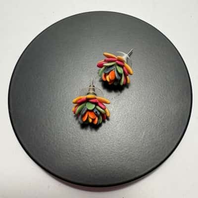  Colourful Melon Flower Stud Earrings 