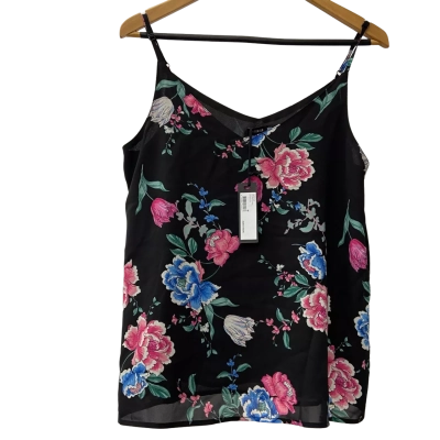Cotton On Black Floral V-Neck Astrid Cami Top Size M