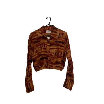 Dissh Womens  Size 12 Cropped Top / Long Sleeve Shirt Brown / Multicoloured 