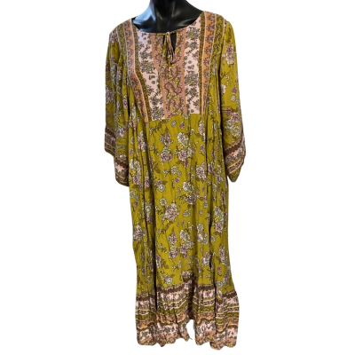 Dreamcatcher  Womens  Size 14 Babydoll Dress Olive / Pattern 