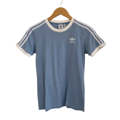 Adidas Womens  Size 10 Crew Neck Top / Short Sleeve Top Blue / Striped / White 