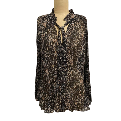 Caroline Morgan Womens  Size 14 Blouse / Long Sleeve Shirt Beige / Black  