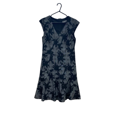 Jacqui-E Womens Size 12 Black & Grey Floral Midi Dress