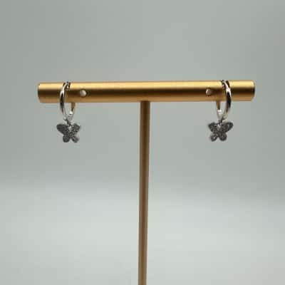 Clear Stone Butterfly Earrings Stamped 925 