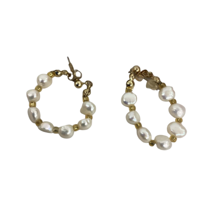  Womens Gold Tone Beaded Earrings with Pearls