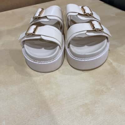 White Fox Womens  Platform Slides Size 9 Nude 