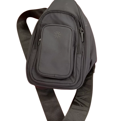 Ava Unisex Black Fabric Sling Bag 