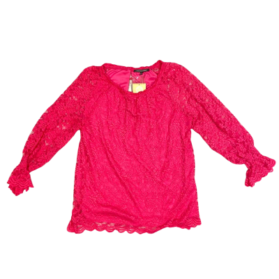 BNWT Liz Jordan, Hot Pink, Floral Lace, Long-Sleeve Blouse