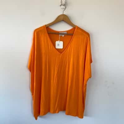 BEE Maddison Orange Short Sleeve Loose Fit Top Size L 