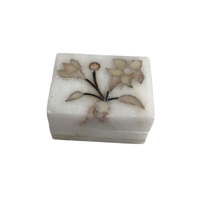 Vintage Marble Trinket Box with Shell Inlay 