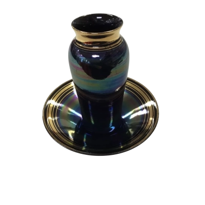 Andrew Gibson Two Piece Iridescent Pottery Set - As New With Signature