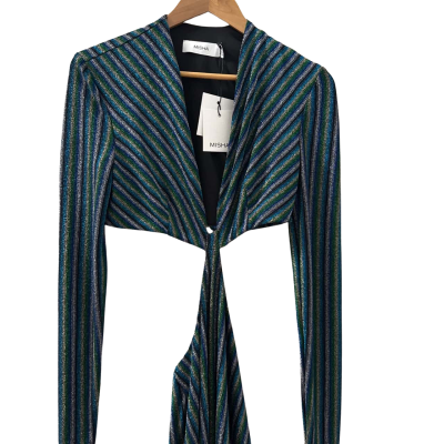 BNWT Misha Blue Disco Stripe Dress - Size 10 