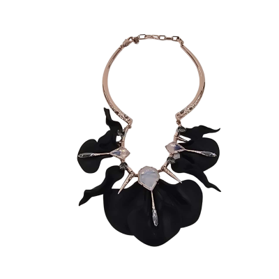 Womens Mimco Black Necklace with Diamante and Beads