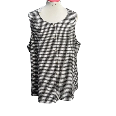Suzannegrae Womens  Size XXL Blouse Black  / Checked / White 