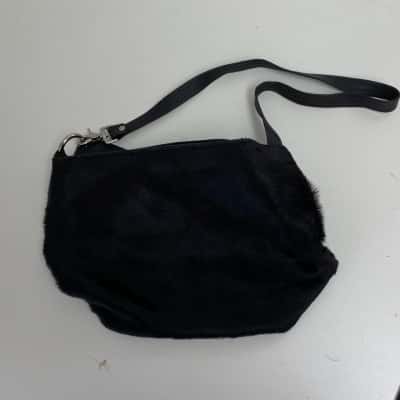 The Hides Black Fur Cross Body Bag Handbag 