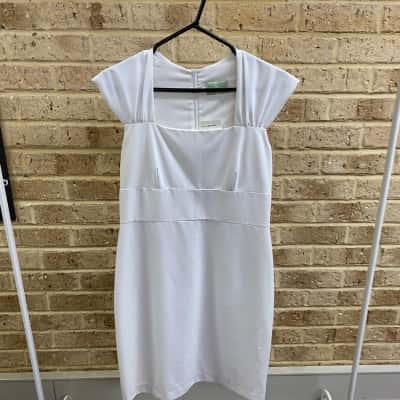 Review Womens white square neck dress Size 12 