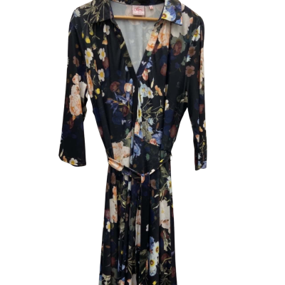 Leona Edmiston Womens  Size 16 Long Sleeve Dress / Maxi Dress Black  / Floral 