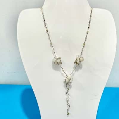 Vintage Glass Beaded Drop Necklace 