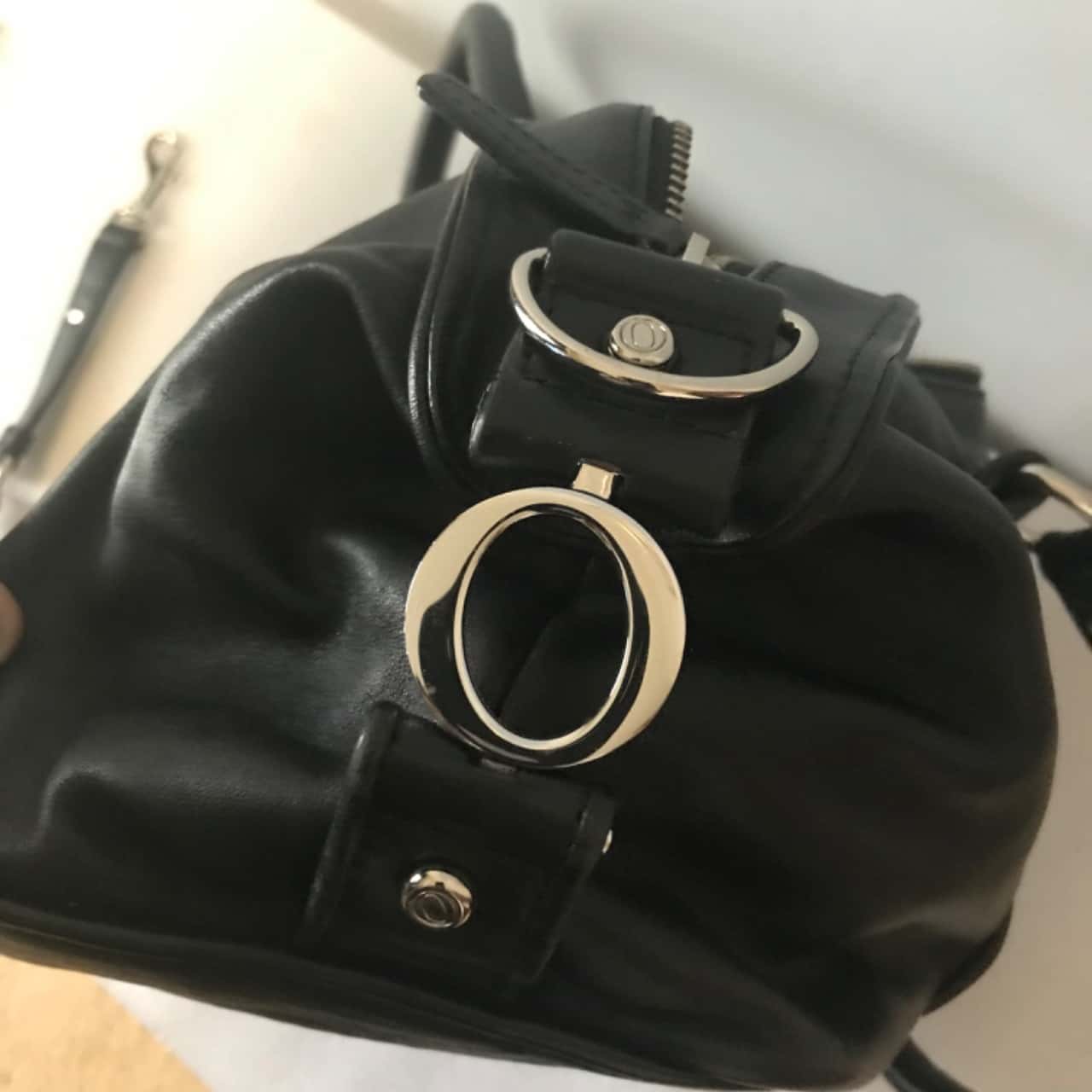 Oroton Womens Handbag Black Genuine Leather With Shoulder Strap