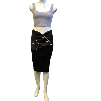 Kitten DAmour Womens  Label Size 12 Button Detail Midi Skirt Black