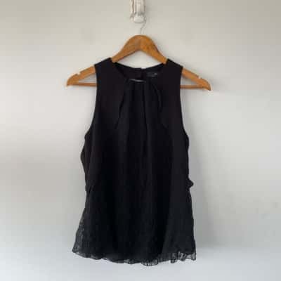 Cue Black Sleeveless Blouse Top Size 10