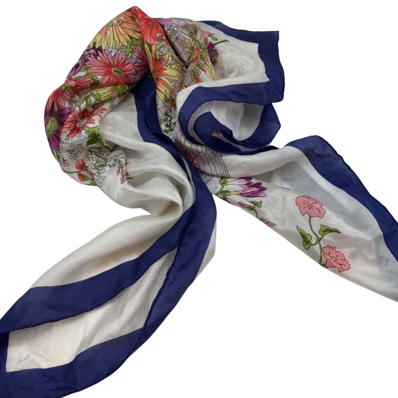 Vintage Womens Cream / Floral Pure Silk Scarf 80 cm x 80 cm(s)