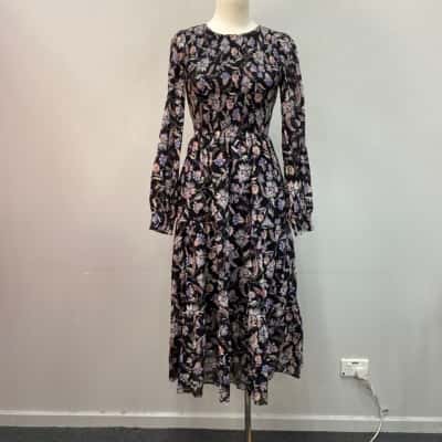 Witchery Womens  Size 6 Midi Dress Black  / Floral 