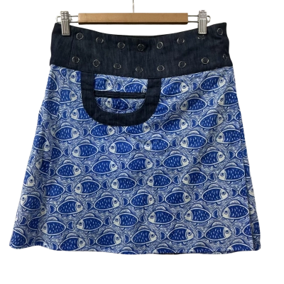 OM Designs Womens One Size Mini Skirt Beige / Blue