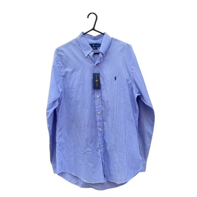 Mens Ralph Lauren Size L Business Shirt Blue / Striped / White BNWT