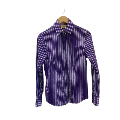 R.M. Williams Womens  Size 8 Long Sleeve Shirt Purple / Striped / White 