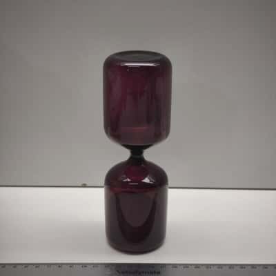 Vintage Plum Purple Hourglass Glass Vase Mid Century Modern