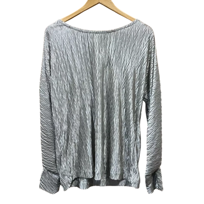Country Road Silver Pleated Long Sleeve Blouse Size L