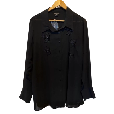 City Chic Womens  Size M Button Up Top Black  