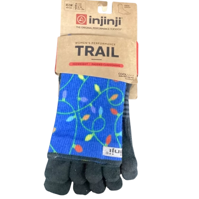  Injinji Womens Size XS/SM Performance Trail Socks Black  / Blue 