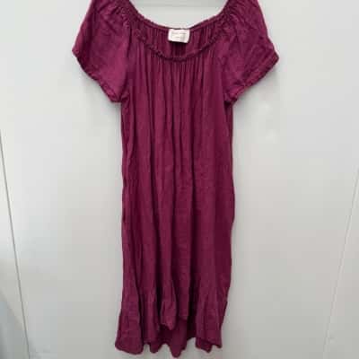 Donna Donna 100% Linen Purple Midi Dress - Size XXL