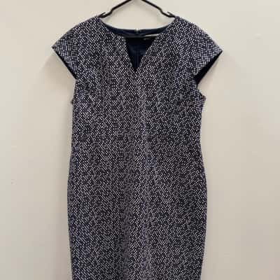 Sportscraft Womens  Size 18 Short Sleeve Dress  Navy Blue / White 
