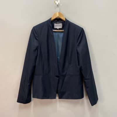 Table Eight Womens  Size 16 Open Blazer Black  / Blue / Pinstriped 