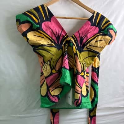 Mia Milani Womens Size XXL Halter Neck Top Black / Floral / Multicoloured BNWT