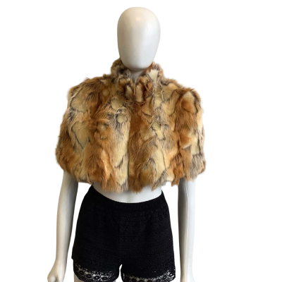 BNWT Bebe Women's One Size Fits Most Faux Fur Cape Brown 