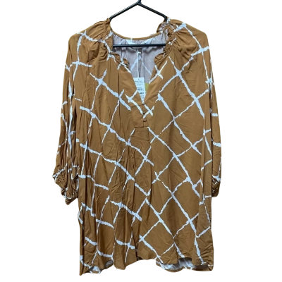 BNWT Virtuelle Womens  Size 18 Long Sleeve Top Brown / White 