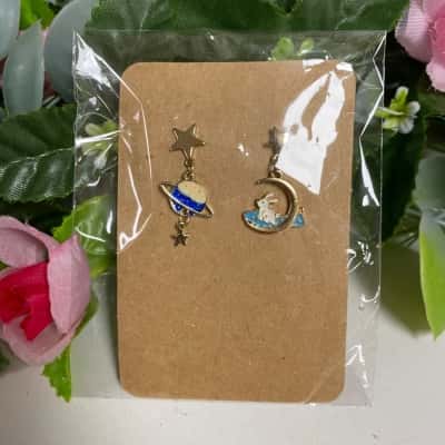 Handmade rabbit and moon & Star earrings New