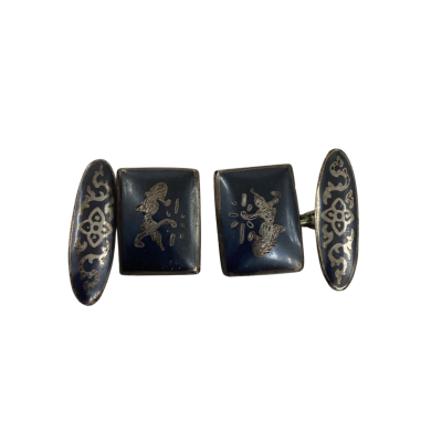 Vintage Siam Sterling Silver Mens Cufflinks 