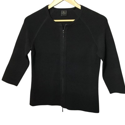 David Lawrence Womens  Size M Zip Thru Cardigan Black  