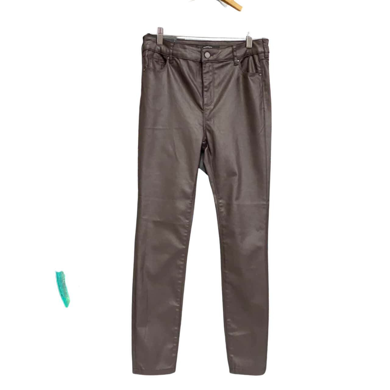 Portmans Womens Miami Coated Faux Leather Pants Size 12 Brown