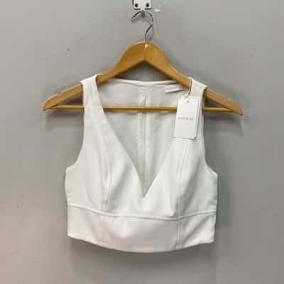 Kookai Womens  Size 38 Cropped Top / Sleeveless Top White Original Price $120