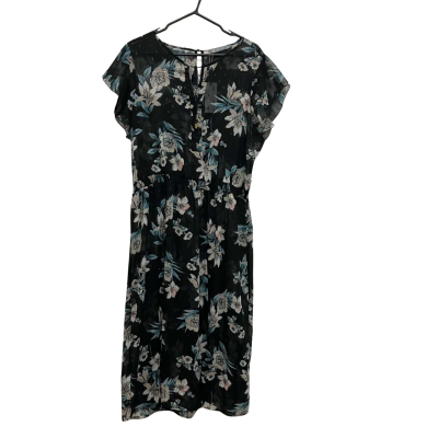 Katies Womens  Size 18 Floral Dress / Midi Dress / Short Sleeve Dress  Black  / Floral / Multicoloured 